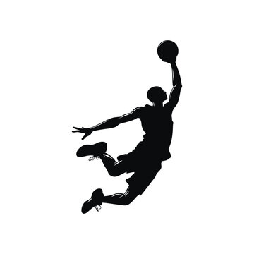recommend clip art: silhouette illustration of a basketball player performing a slam dunk