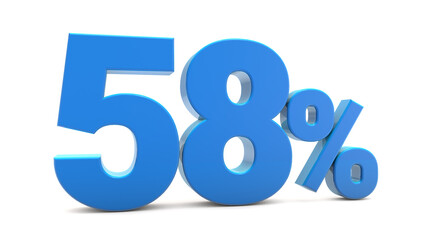 58 percentage sign isolated on transparent background. 58 percent off 3d. 58% png 3d. 3D rendering
