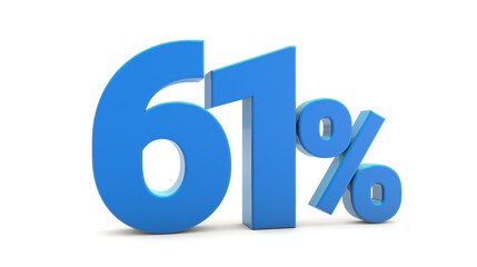 61 percentage sign isolated on transparent background. 6 percent off 3d. 61% png 3d. 3D rendering