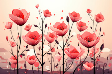 background with tulips minimalist digital art illustration Valentines Day wallpaper