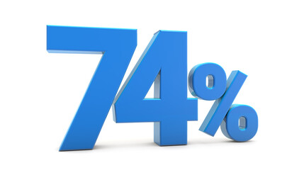 74 percentage sign isolated on transparent background. 74 percent off 3d. 74% png 3d. 3D rendering