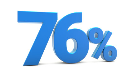 76 percentage sign isolated on transparent background. 76 percent off 3d. 76% png 3d. 3D rendering
