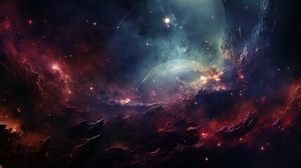  an image of a space scene with a lot of stars and a bright star in the center of the image. - obrazy, fototapety, plakaty