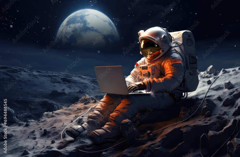 Wall mural an astronaut floating in space