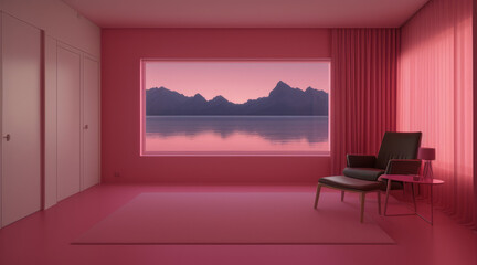Contemporary Living Room Virtual Pink Room