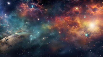 Fototapeta premium A vivid space background filled with celestial wonders, stars, and space for your message