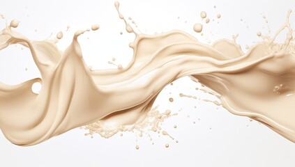 Milk Splash with Clipping Path. Liquid Movement in Fresh Milk and Cream Drinks.