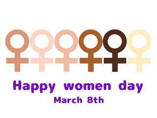 Female symbols, many colors, like many races.  equality international women's day