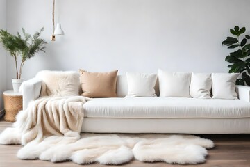 white sofa in a room - obrazy, fototapety, plakaty