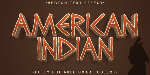 Historic American Indian Vector Fully Editable Smart Object Text Effect - obrazy, fototapety, plakaty