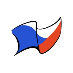 Blue, red, white. Czech republic flag in cartoon style