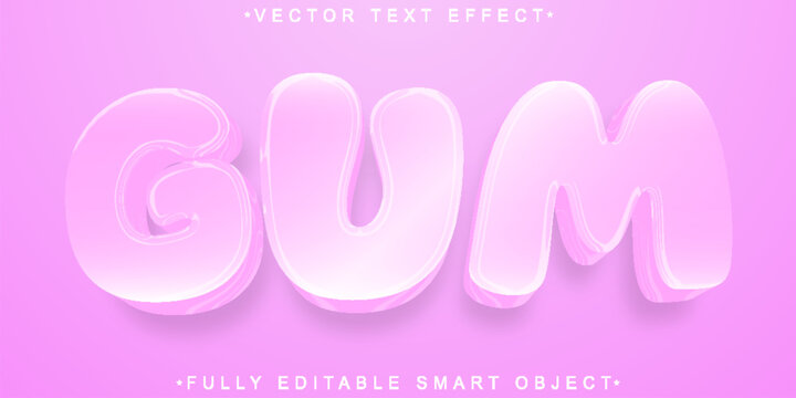 Pink Cartoon Gum Vector Fully Editable Smart Object Text Effect