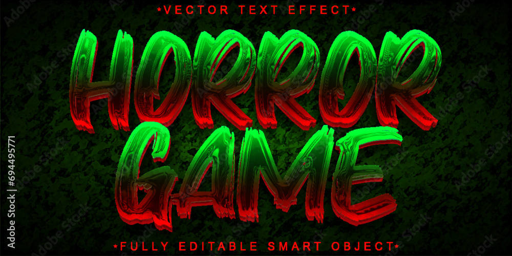 Poster horror game vector fully editable smart object text effect