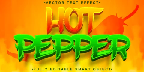 Fotobehang Hot Pepper Vector Fully Editable Smart Object Text Effect © HUMA