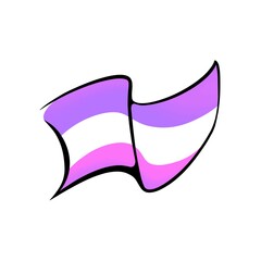 Multicolored flag sign. Free flag icon in cartoon style