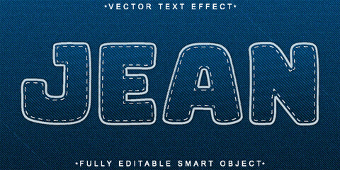 Blue Jean Vector Fully Editable Smart Object Text Effect - obrazy, fototapety, plakaty