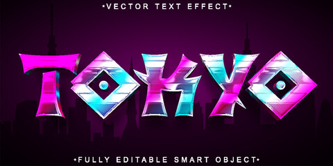 Colorful Shiny Tokyo Vector Fully Editable Smart Object Text Effect - obrazy, fototapety, plakaty