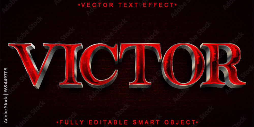 Poster Red Shiny Victor Vector Fully Editable Smart Object Text Effect