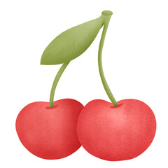 Cute pink red two cherries
