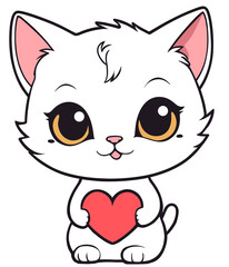 Cute Cat holding heart