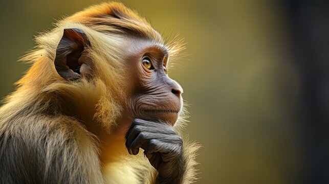 Thoughtful monkey in meditation