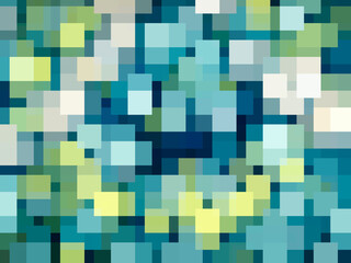 Geometric mosaic of rectangles with areas of overlap, digital 3D illustration for background or element for urban, architectural, or demographic motifs