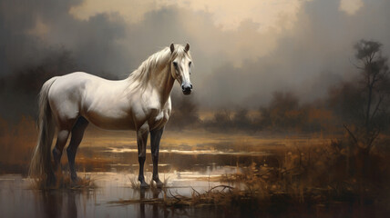 Obraz na płótnie Canvas fantasy horse in the sunset
