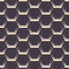 Hexagon Blocks Grid Dark Seamless Pattern Vector Illustration