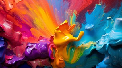 Multi-colored paint art. Abstract background made of colorful liquid. Splashes, waves, drops.