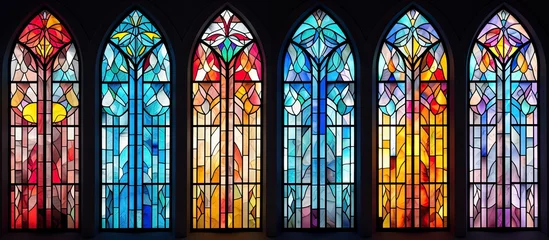 Selbstklebende Fototapeten church windows made of colored glass © AkuAku