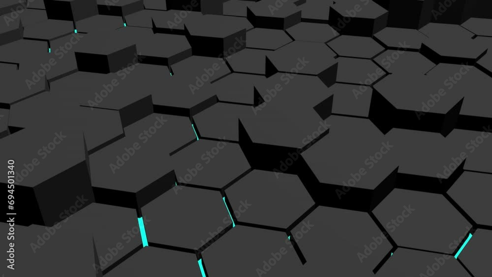 Poster dynamic gray hexagons. screensaver or background for intro. footage animation.