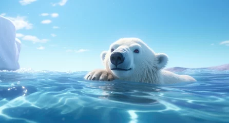  close up polar bear resting on ice floes © ArtCookStudio