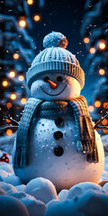 Bonhomme de neige en miniature, scène hivernale