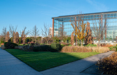 Le parc André Citroën, dans le sud-ouest de Paris, en hiver, France