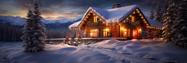 Fototapeta na wymiar A cozy cabin in the snow