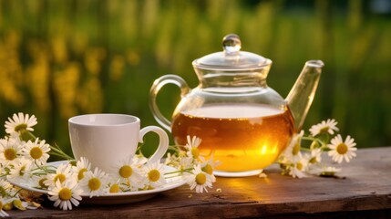 Obraz na płótnie Canvas drink chamomile tea, the natural cure
