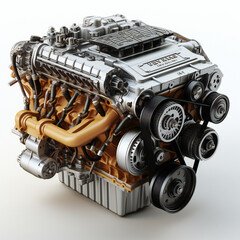A Car Engine On A White Background 
