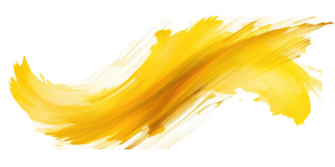 Yellow watercolor paint brush strokes isolated on white or transparent background