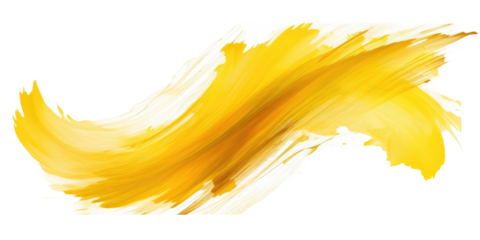 Yellow watercolor paint brush strokes isolated on white or transparent background