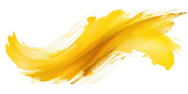 Yellow watercolor paint brush strokes isolated on white or transparent background