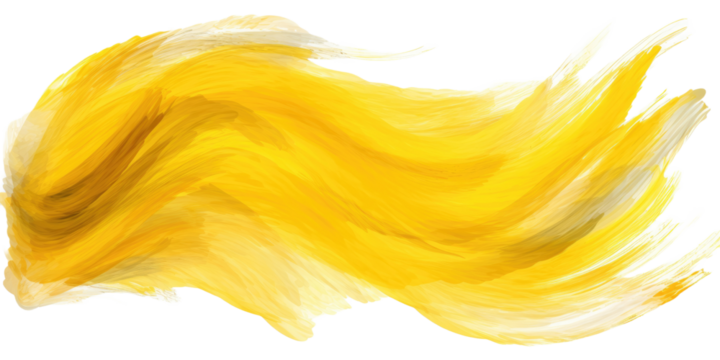 Yellow watercolor paint brush strokes isolated on white or transparent background
