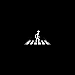 Crosswalk icon. Pedestrian crossing icon isolated on dark background - obrazy, fototapety, plakaty