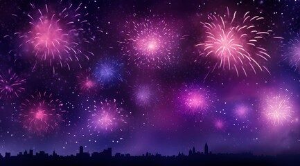 Fototapeta na wymiar fireworks bursting in the sky against dark background