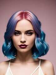 model with multi colored hair