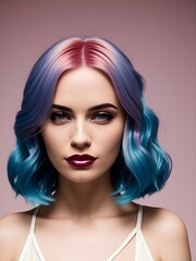 Naklejka premium model with multi colored hair