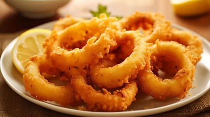 Fotobehang fried squid rings typical spanish tapa © nanihta