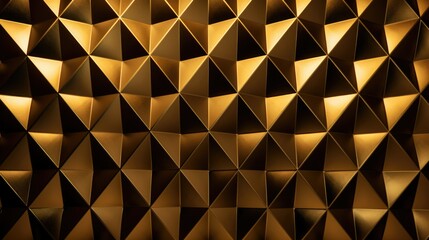 Elegant 3D geometric wall panel with a luxurious golden finish, showcasing a sophisticated pattern with depth and texture.
