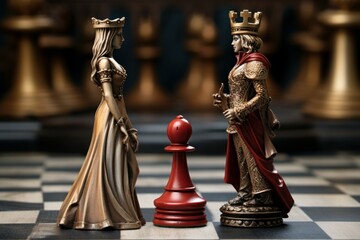 Strategic King queen chess. Game success. Generate Ai