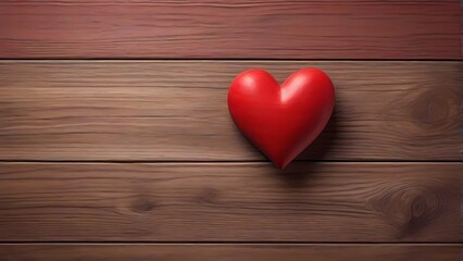 red heart on wood background