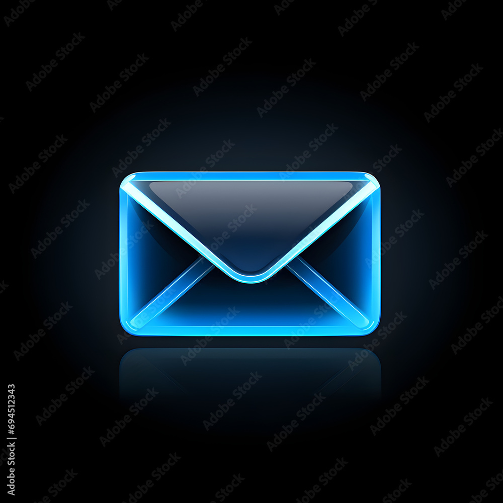 Canvas Prints blue e-mail icon isolated on a black background